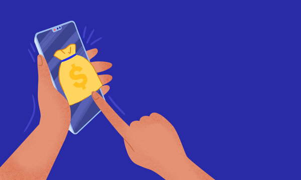 Digital shopping and mobile payment illustration concept