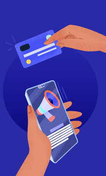 Digital payment concept with smartphone and card illustration