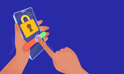 Secure online shopping on mobile illustration