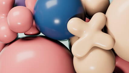 3D illustration of colorful soft balloons in a playful theme