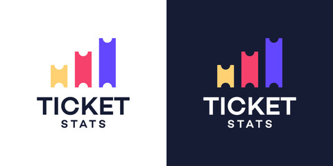 Fototapeta premium Marketing ticket logo design. Ticket logo with financial investment statistics chart style design vector symbol icon