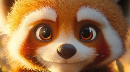 Fototapeta premium Adorable Red Panda Close Up Portrait Showing Sweet Expression