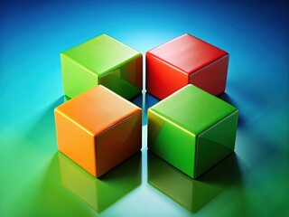 Obraz premium Abstract colorful geometric cube pattern. Dynamic design element in green, red, orange, blue.