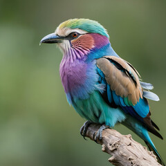 Obraz premium The lilac-breasted roller displays a stunning rainbow effect with its mix of purple,