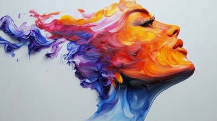 Abstract Colorful Portrait of a Woman in Profile