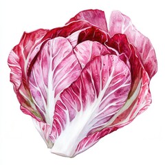 Obraz premium Fresh radicchio lettuce with vibrant red and white leaves.