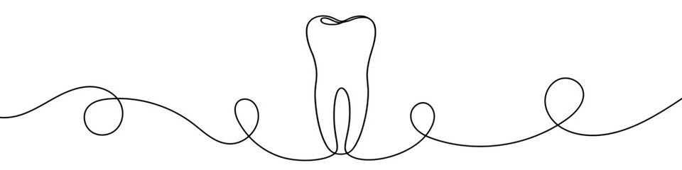 Obraz premium Continuous line drawing representing a tooth for dental care concept. Vector illustration.