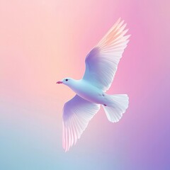 Fototapeta premium Elegant Bird Silhouette Soaring in Pastel Sky with Gradient Hues and Soft Lighting