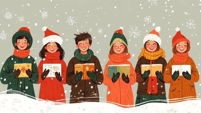 Children holding letters in Santa hats