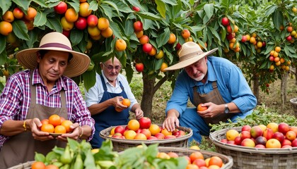 Photo of farmers harvesting fruit that looks fresh and healthy