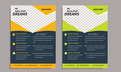 Naklejka premium Creative and modern construction flyer design templet.