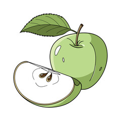 Illustration of apple with leaf