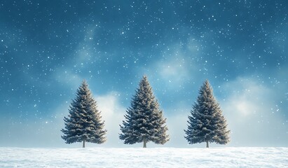 Obraz premium Majestic Snow-Covered Evergreens Under Serene Winter Sky