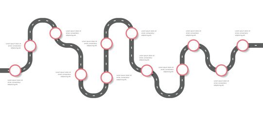 Roadmap Infographic Template Design With 12 Steps or Process.