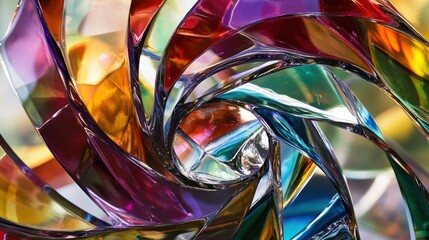 A detailed view of swirling, multicolored glass shards blending together, Symbolizing the integration and beauty of different perspectives