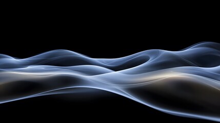 Obraz premium Abstract Blue Smoke Waves on Black Background