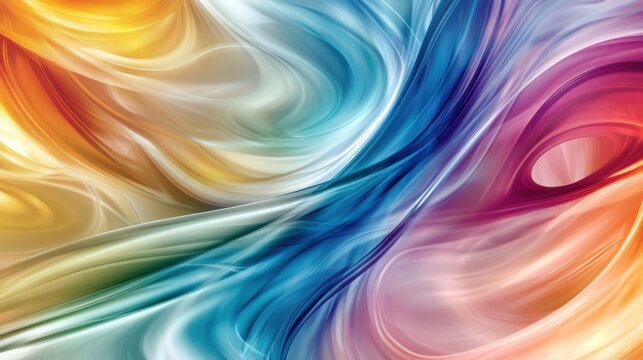 A dynamic composition of flowing abstract patterns in a spectrum of colors merging into a cohesive design, Symbolizing the seamless integration of diverse experiences, photography style