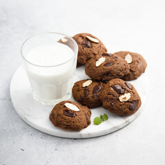 Homemade chocolate cookies with nuts