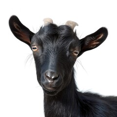 Fototapeta premium Black goat portrait isolated on white background.