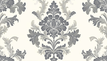 Fototapeta premium Minimalist Damask with Grey and White