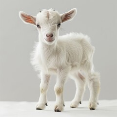 Obraz premium Ten day old white milk goat isolated on white background.