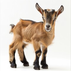 Fototapeta premium Young goat 4 months old in front of white background.