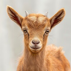 Fototapeta premium Young Pygmy goat in Benin with red dust coloration.