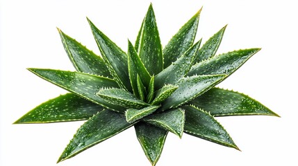 Fototapeta premium Lush green aloe vera plant isolated on white.