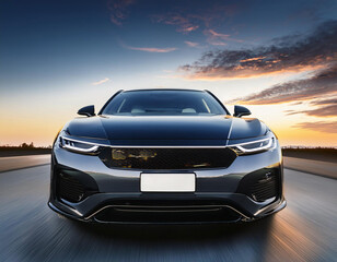 Naklejka premium Close-Up of a Sleek Modern Automobile's Front View