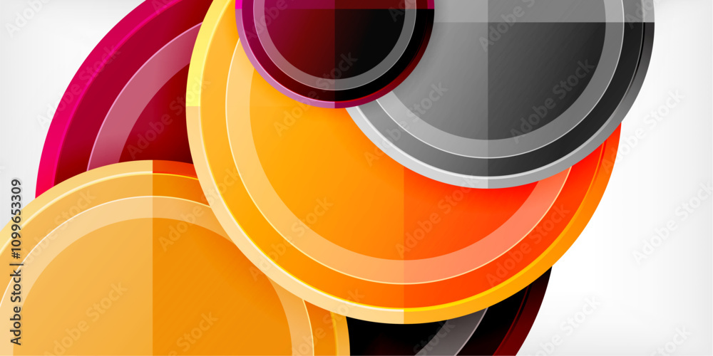 Poster abstract background - multicolored circles, trendy minimal geometric design, vector illustration