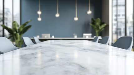 Fototapeta premium Modern Marble Table In A Stylish Office Setting