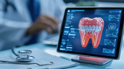 Advanced Dental Interface on Tablet Displaying Tooth Anatomy