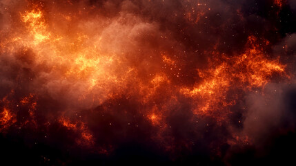 Fototapeta premium Explosive fiery clouds in dark sky