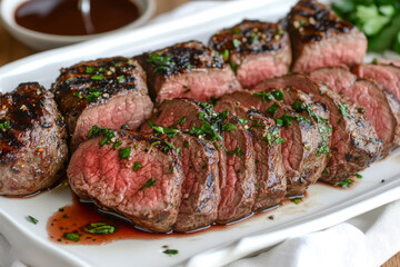 Sliced Grilled Steak with Herb Sauce