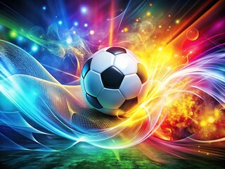 Naklejka premium Experience a lively, abstract soccer-themed background design, bursting with vibrant colors and patterns, ideal for sports projects and creative endeavors that ignite the imagination.