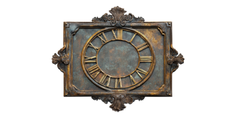 Antique Wall Clock Frame Isolated On Transparent Background