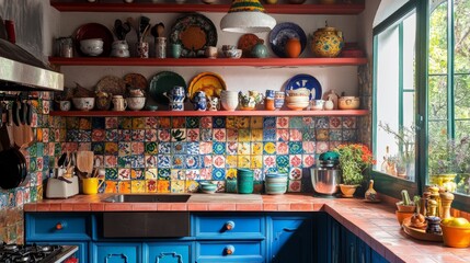 Fototapeta premium Colorful and Vibrant Kitchen Design with Mosaic Tiles