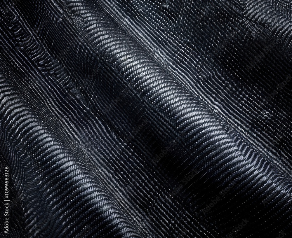 Poster Dark Textured Fabric Showing Wave Pattern