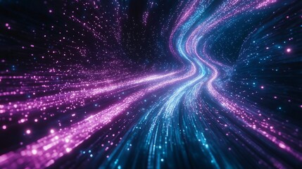 Obraz premium Abstract Purple and Blue Light Streaks on Black Background