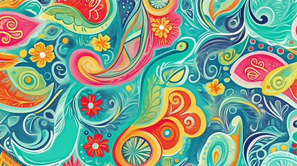 Naklejka premium Playful Tropical Paisley