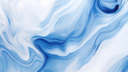 Naklejka premium Abstract Blue White Swirls Fluid Art Modern Background Design Aesthetic Waves Flow Relaxation