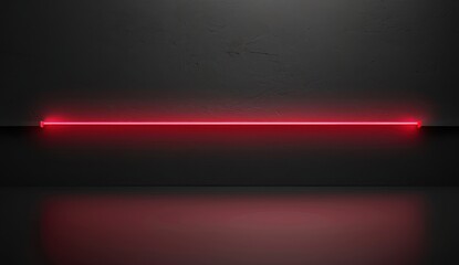 Obraz premium Red Neon Light Line Against Dark Wall Background
