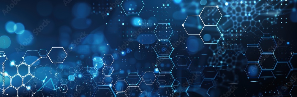 Aufkleber Abstract Hexagon Network Digital Technology Background