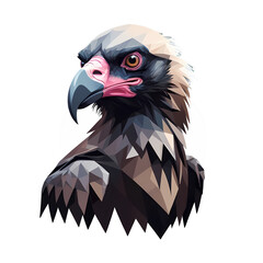 polygon art vulture isolated on white. Tattoo motiv or print idea for clothing. PNG image