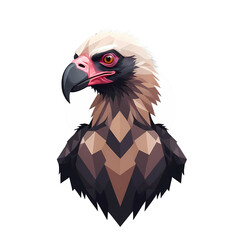 polygon art country vulture isolated on white. Tattoo motiv or print idea for clothing. PNG image.