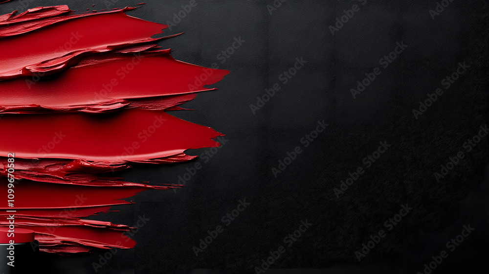 Poster Dynamic red paint texture abstract art studio close-up perspective visual impact