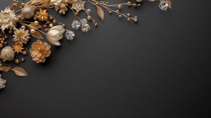 Luxurious Christmas Border with Velvet Bows, Crystal Snowflakes, and Golden Garlands