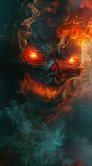 Fototapeta premium Fantasy Creature with Smoke and Flames