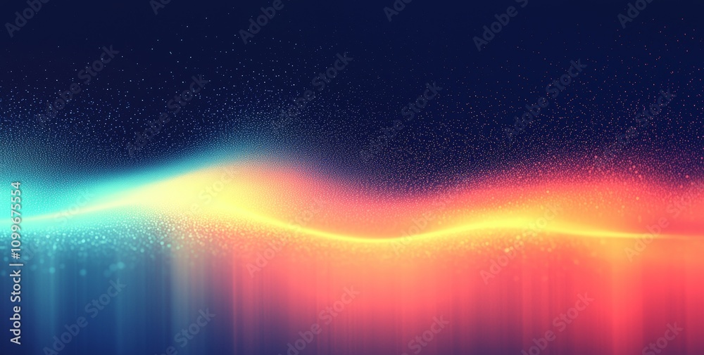 Aufkleber The banner is a large banner with blurred abstract gradients in white, blue, and black on a dark grainy background with glowing light