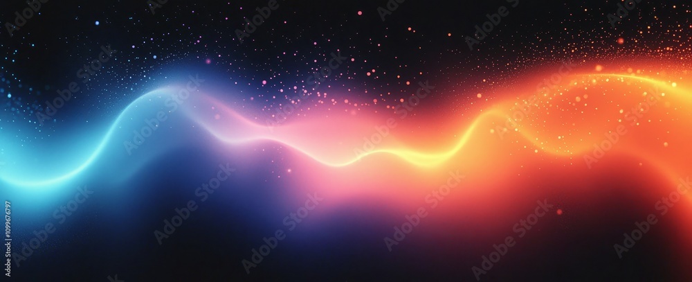 Poster An abstract wallpaper design with yellow blue red color flow grainy wave dark noise texture